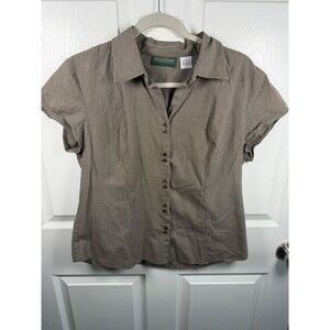 Vintage Harve Benard Women's Sz L Brown Plaid Button Up Y2K Gilmore Girls Preppy